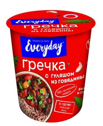 ГРЕЧКА Б/П ЭВЕРИДЭЙ 75Г С ГУЛЯШОМ ИЗ ГОВЯДИНЫ СТАКАН