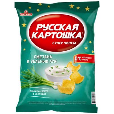 ЧИПСЫ РУССКАЯ КАРТОШКА 80Г СМЕТАН ЗЕЛЕНЫЙ ЛУК