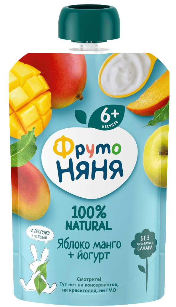 ПЮРЕ ФРУТОНЯНЯ 90Г ЯБЛОКО МАНГО С ЙОГУРТОМ