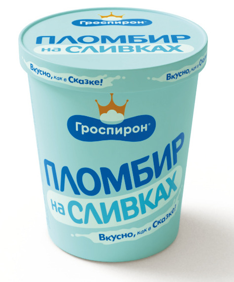 МОРОЖЕНОЕ ГРОСПИРОН 430Г ПЛОМБИР ВАНИЛЬНЫЙ В ВЕДРЕ БУМАЖ