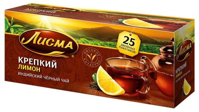 ЧАЙ ЛИСМА ПАКЕТ 1,5Г*25 КРЕПКИЙ ЛИМОН ИНДИЙСКИЙ ЧЕРНЫЙ