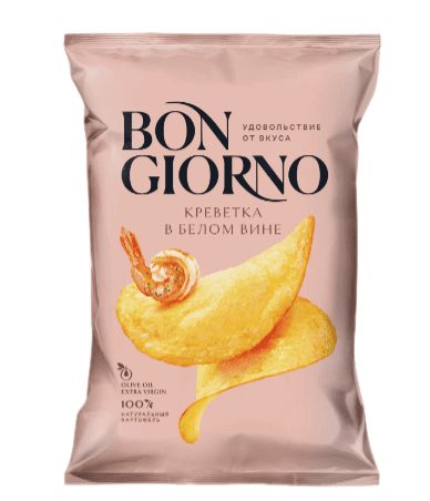 ЧИПСЫ БОН ЖОРНО 80Г СО ВКУСОМ КРЕВЕТКА В БЕЛОМ ВИНЕ ИЗ НАТУР КАРТОФЕЛЯ
