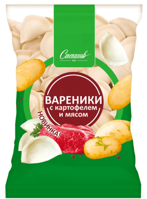 ВАРЕНИКИ СТЕПАНОВ 800Г С КАРТОФЕЛЕМ И МЯСОМ