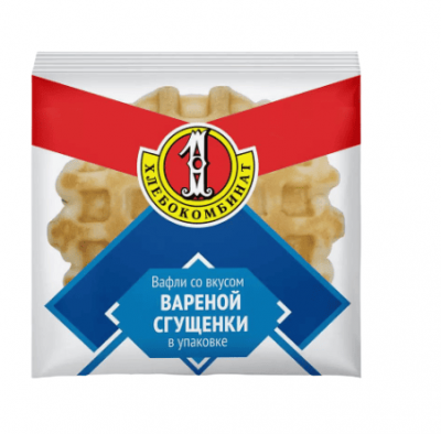 ВАФЛИ ПЕРВЫЙ ХЛЕБОКОМБИНАТ 90Г СО ВКУСОМ ВАРЕНОЙ СГУЩЕНКИ