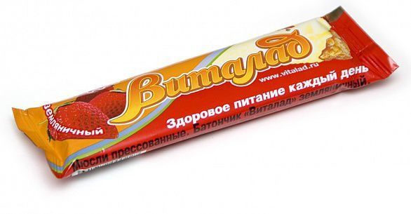 БАТОНЧИК ВИТАЛАД 40Г НА ФРУКТОЗЕ ЗЕМЛЯНИЧНЫЙ