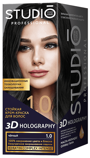 КРЕМ-КРАСКА Д/ВОЛОС СТУДИО 3Д 1.0 ЧЕРНЫЙ