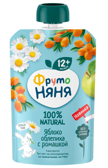 ПЮРЕ ФРУТОНЯНЯ 90Г ЯБЛОКО ОБЛЕПИХА РОМАШКА ПАУЧ