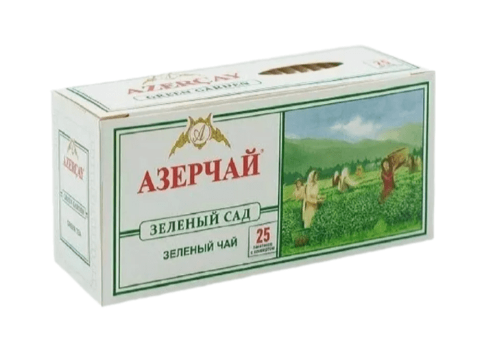 ЧАЙ АЗЕРЧАЙ ЗЕЛЕНЫЙ САД 25*2Г ЗЕЛЕНЫЙ ПАКЕТ С КОНВЕРТОМ