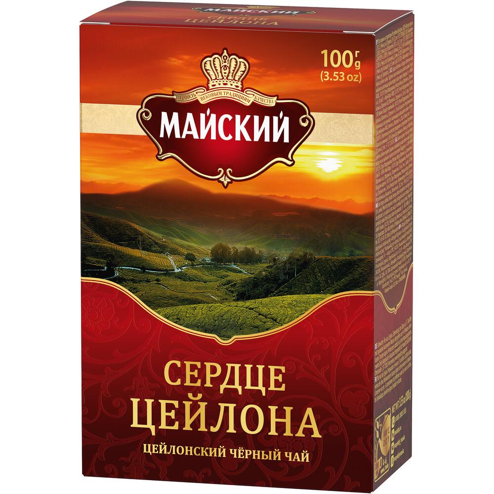 ЧАЙ МАЙСКИЙ СЕРДЦЕ ЦЕЙЛОНА 100Г ЛИСТОВОЙ ЧЕРНЫЙ БАЙХОВЫЙ
