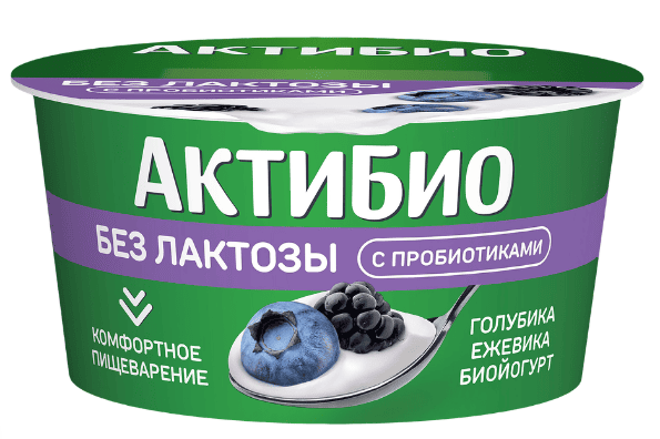 БИОЙОГУРТ АКТИБИО 3% 130Г С ГОЛУБИКОЙ И ЕЖЕВИКОЙ БЕЗЛАКТОЗНЫЙ ОБОГ БИФИДОБАКТ