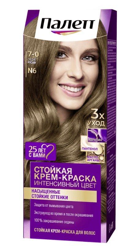 КРАСКА Д/ВОЛОС ПАЛЕТТ N6 СРЕДНЕ РУСЫЙ