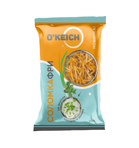 ЧИПСЫ ОКЕЙЧ 90Г СОЛОМКА ФРИ КАРТОФЕЛЬНО-КУКУРУЗНЫЕ СО ВКУСОМ СМЕТАНА ЗЕЛЕНЬ