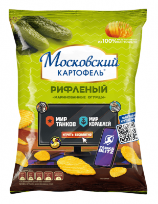 КАРТОФЕЛЬ ХРУСТЯЩИЙ МОСКОВСКИЙ КАРТОФЕЛЬ 120Г РИФЛЕНЫЙ СО ВКУС МАРИН ОГУРЦОВ