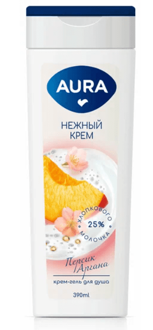 КРЕМ-ГЕЛЬ Д/ДУША АУРА 390МЛ ПЕРСИК И АРГАНА
