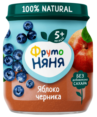 ПЮРЕ ФРУТОНЯНЯ 100Г ИЗ ЯБЛОК И ЧЕРНИКИ СТ