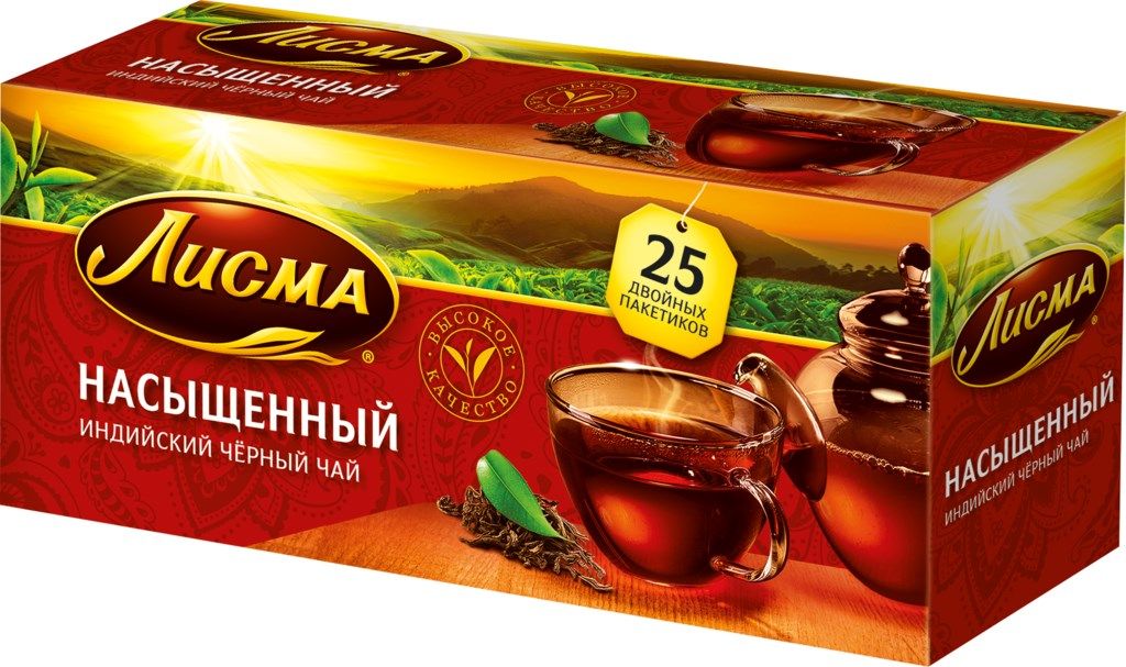 ЧАЙ ЛИСМА 25*1,8Г НАСЫЩЕННЫЙ ИНДИЙСКИЙ ЧЕРНЫЙ ПАКЕТ