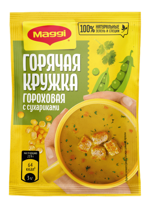 СУП МАГГИ ГОРЯЧАЯ КРУЖКА 19Г ГОРОХОВЫЙ С СУХАРИКАМИ