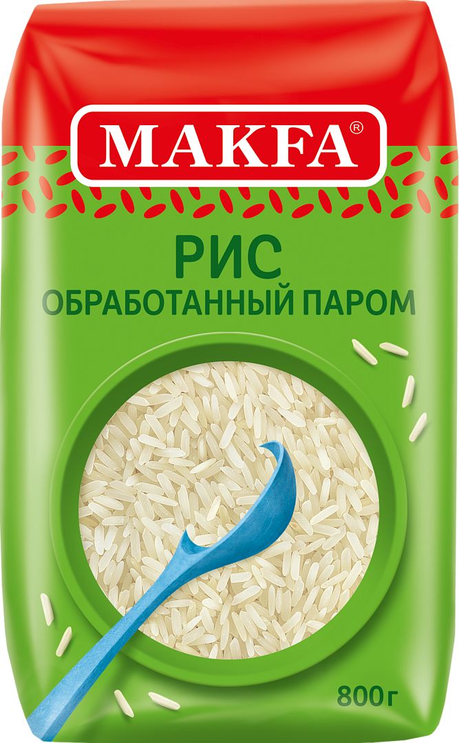 КРУПА РИС МАКФА ДЛИННОЗЕРНЫЙ ШЛИФОВАННЫЙ 800Г ОБРАБОТАН ПАРОМ