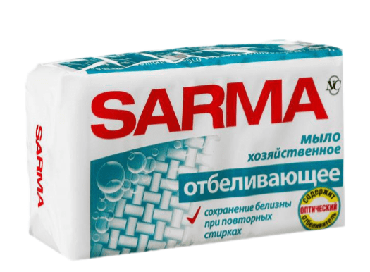 МЫЛО ХОЗЯЙСТВЕННОЕ САРМА 140Г С ОТБЕЛИВАЮЩИМ ЭФФЕКТОМ
