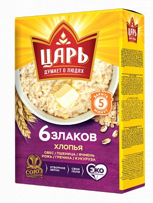 ХЛОПЬЯ ЦАРЬ 400Г 6 ЗЛАКОВ ТВ/УП
