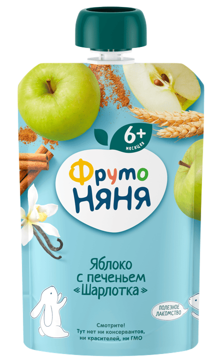 ПЮРЕ ФРУТОНЯНЯ 90Г ЯБЛОЧНОЕ С ПЕЧЕНЬЕМ ШАРЛОТКА М/У