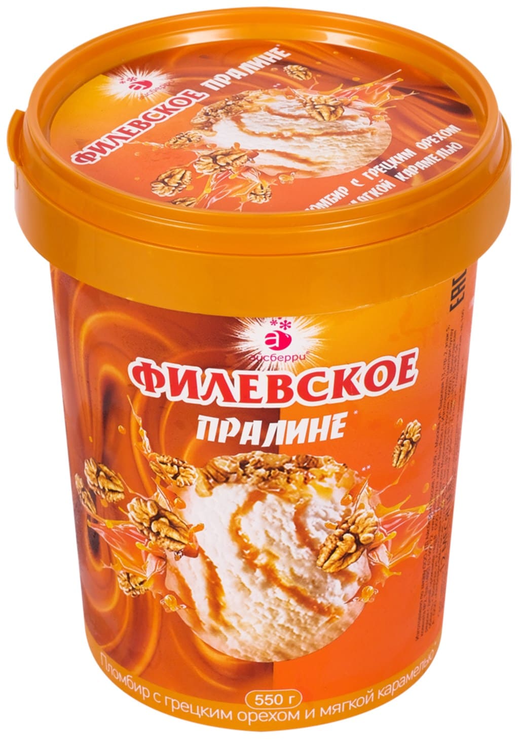 Мороженое с грецким орехом и карамелью 550г Филевское