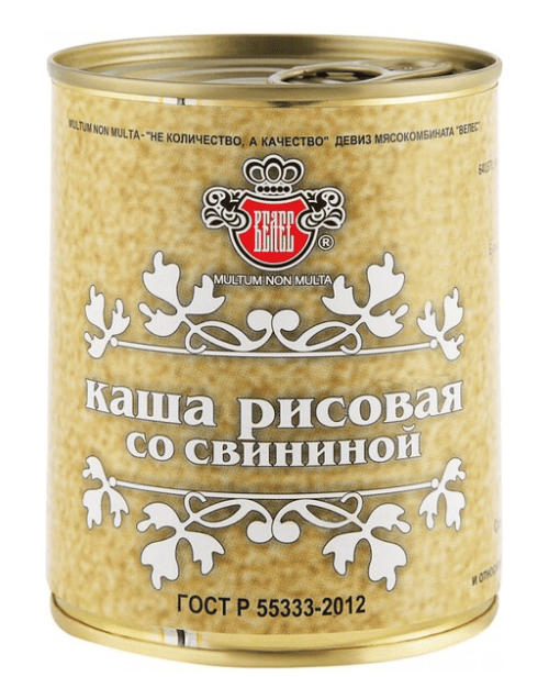 КАША ВЕЛЕС 340Г РИСОВАЯ СО СВИНИНОЙ ГОСТ