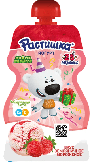 ЙОГУРТ ДАНОН РАСТИШКА 70Г 2,6% СО ВКУСОМ ЗЕМЛЯНИЧНОГО МОРОЖЕНОГО ОБОГАЩ ПИТЬЕВОЙ