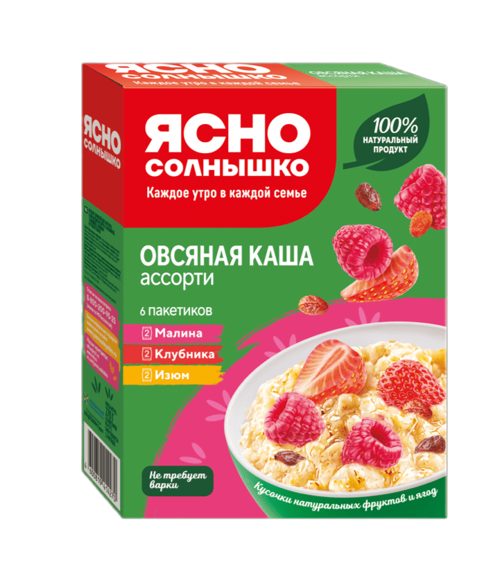 КАША ЯСНО СОЛНЫШКО 270Г 6*45Г ОВСЯНАЯ АССОРТИ №1