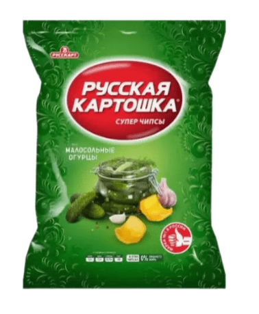 ЧИПСЫ РУССКАЯ КАРТОШКА 105Г СО ВКУСОМ МАЛОСОЛЬНЫХ ОГУРЦОВ