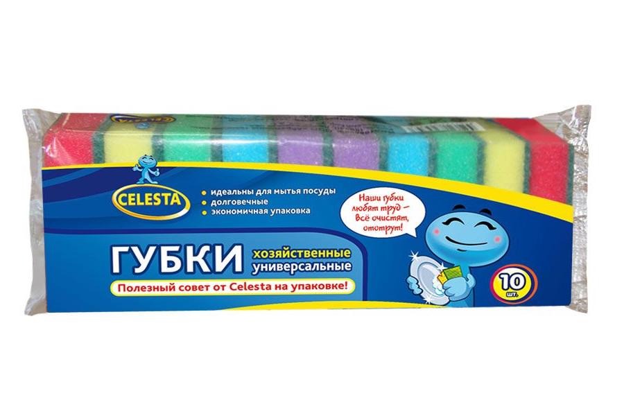 ГУБКИ СЕЛЕСТА 10ШТ ХОЗЯЙСТВЕННЫЕ УНИВЕРСАЛЬНЫЕ