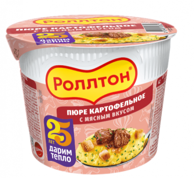 ПЮРЕ КАРТОФЕЛЬНОЕ РОЛЛТОН 40Г С МЯСНЫМ ВКУСОМ