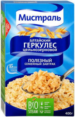 ХЛОПЬЯ МИСТРАЛЬ 400Г ГЕРКУЛЕС АЛТАЙСКИЙ КАРТОН