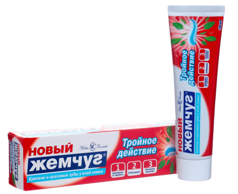 ПАСТА ЗУБНАЯ НОВЫЙ ЖЕМЧУГ 100МЛ ТРОЙНОЙ ЭФФЕКТ