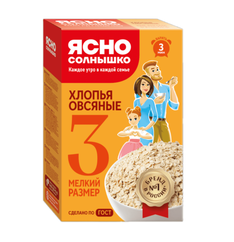 ХЛОПЬЯ ЯСНО СОЛНЫШКО 350Г ОВСЯНЫЕ №3 Т/УП