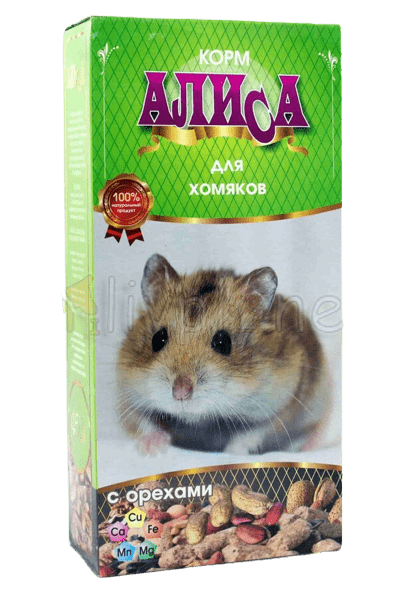 КОРМ Д/ХОМЯКОВ АЛИСА 450Г С ОРЕХАМИ