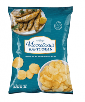 ЧИПСЫ МОСКОВСКИЙ КАРТОФЕЛЬ 120Г СО ВКУСОМ ЧЕРНОМОРСКОЙ БАРАБУЛЬКИ