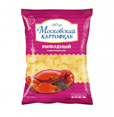 КАРТОФЕЛЬ ХРУСТЯЩИЙ МОСКОВСКИЙ КАРТОФЕЛЬ 120Г РИФЛЕНЫЕ СО ВКУСОМ КАМЧАТСКИЙ КРАБ