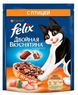 КОРМ Д/КОШЕК ФЕЛИКС ДВОЙНАЯ ВКУСНЯТИНА 600Г С ПТИЦЕЙ Д/ВЗРОСЛЫХ
