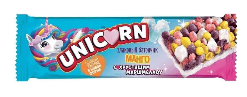 БАТОНЧИК ЗЛАКОВЫЙ ЛЮБЯТОВО ЮНИКОРН 22Г ВКУС МАНГО И МАРШМЕЛОУ