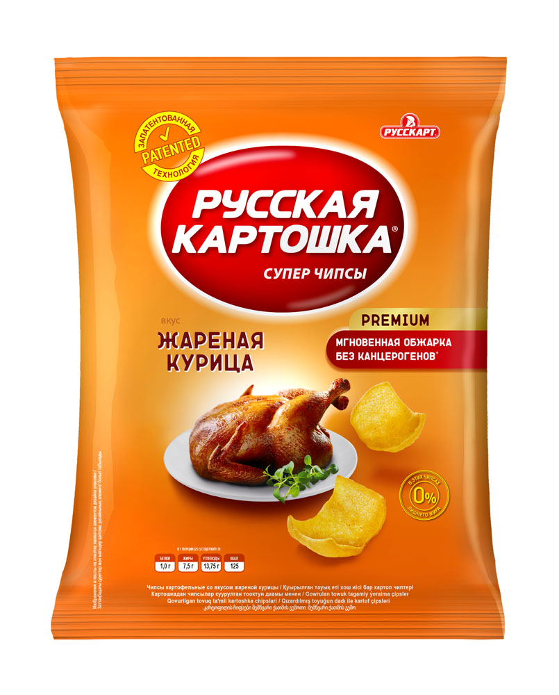 ЧИПСЫ РУССКАЯ КАРТОШКА 140Г СО ВКУСОМ ЖАРЕНОЙ КУРИЦЫ