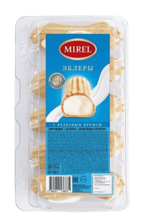ПИРОЖНОЕ МИРЭЛЬ 160Г ЭКЛЕРЫ С БЕЛКОВЫМ КРЕМОМ
