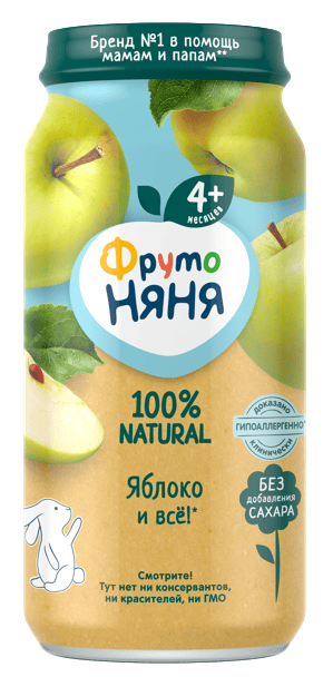 ПЮРЕ ФРУТОНЯНЯ 250Г ЯБЛОКО НАТУРАЛЬНОЕ Б/САХАРА СТ