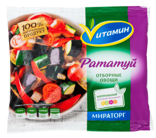 ЗАМОРОЗКА ОВОЩНАЯ МИРАТОРГ ВИТАМИН 400Г СМЕСЬ РАТАТУЙ