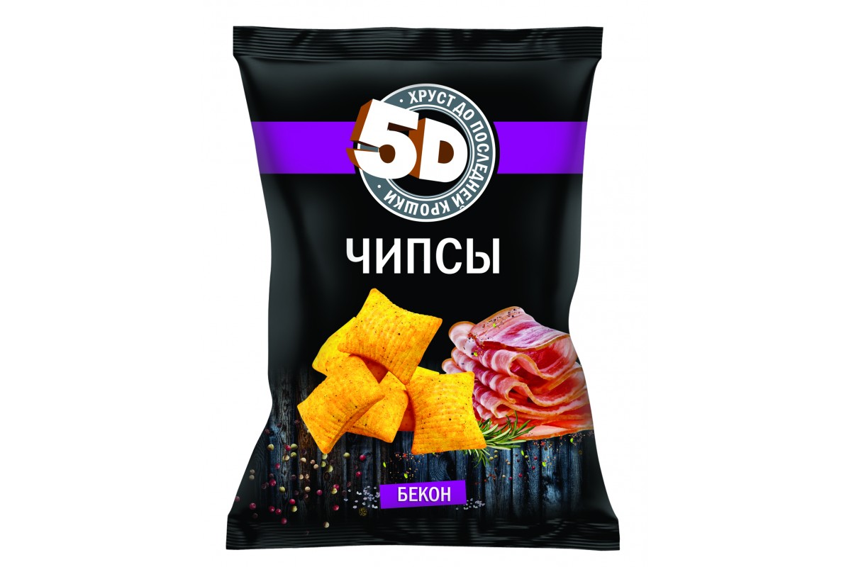 ЧИПСЫ ПШЕНИЧНЫЕ 5Д 90Г СО ВКУСОМ БЕКОН