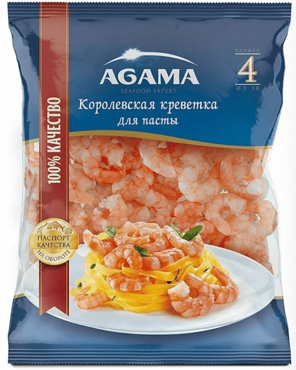 КРЕВЕТКИ КОРОЛЕВСКИЕ АГАМА 300Г №4 ОЧИЩЕННЫЕ Д/ПАСТЫ В/М