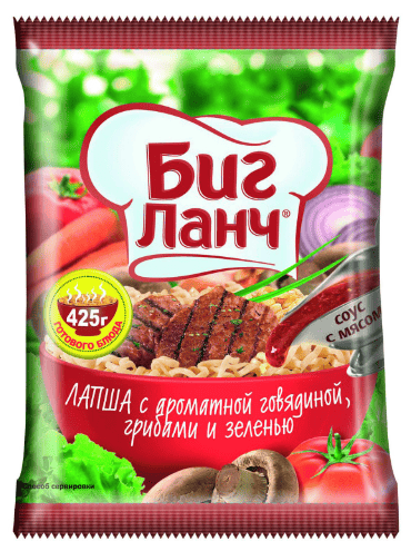 ВЕРМИШЕЛЬ Б/П БИГ ЛАНЧ 75Г С АРОМАТНОЙ ГОВЯДИНОЙ ГРИБАМИ И ЗЕЛЕНЬЮ ПАКЕТ