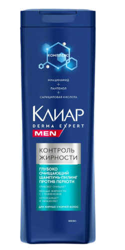 ШАМПУНЬ-ПИЛИНГ КЛЕАР МЕН ТЕРАПИ ДЕРМА 380МЛ ПРОТИВ ПЕРХОТИ КОНТРОЛЬ ЖИРНОСТИ