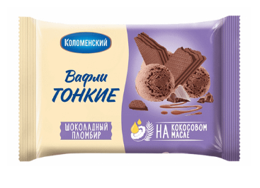 ВАФЛИ ТОНКИЕ КОЛОМЕНСКОЕ 100Г ШОКОЛАДНЫЙ ПЛОМБИР