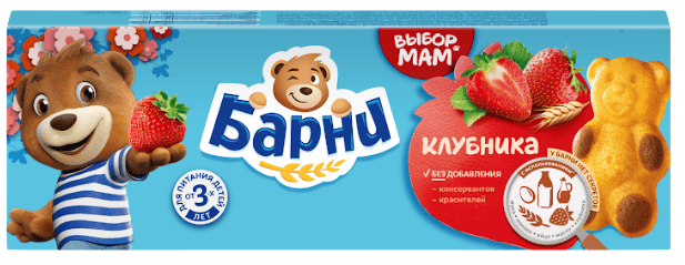 ПИРОЖНОЕ МЕДВЕЖОНОК БАРНИ 150Г С КЛУБНИЧНОЙ НАЧИНКОЙ